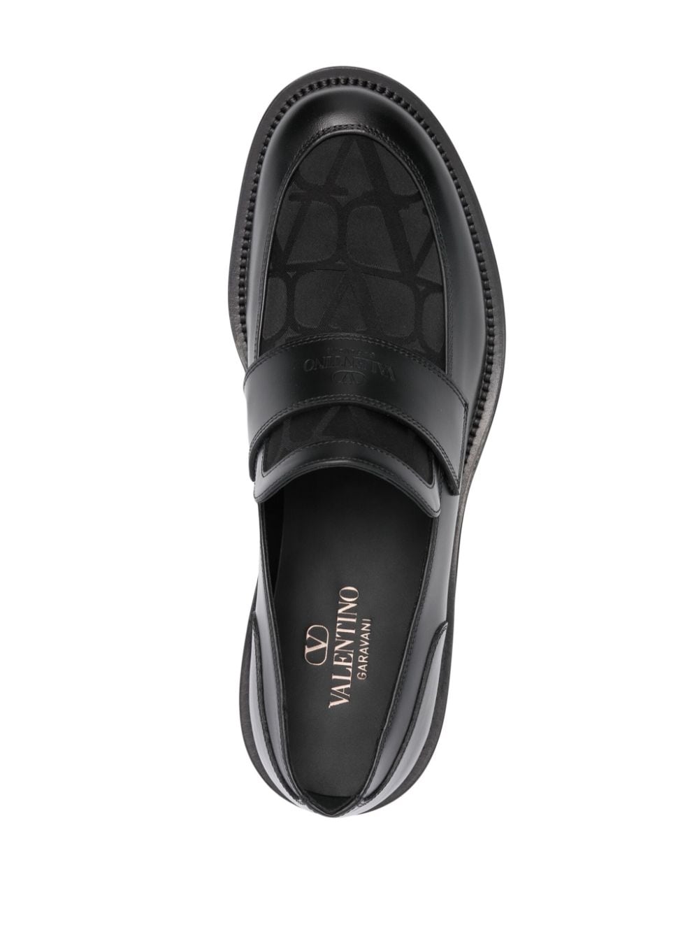 Shop Valentino Toile Iconographe Leather Loafers In Black