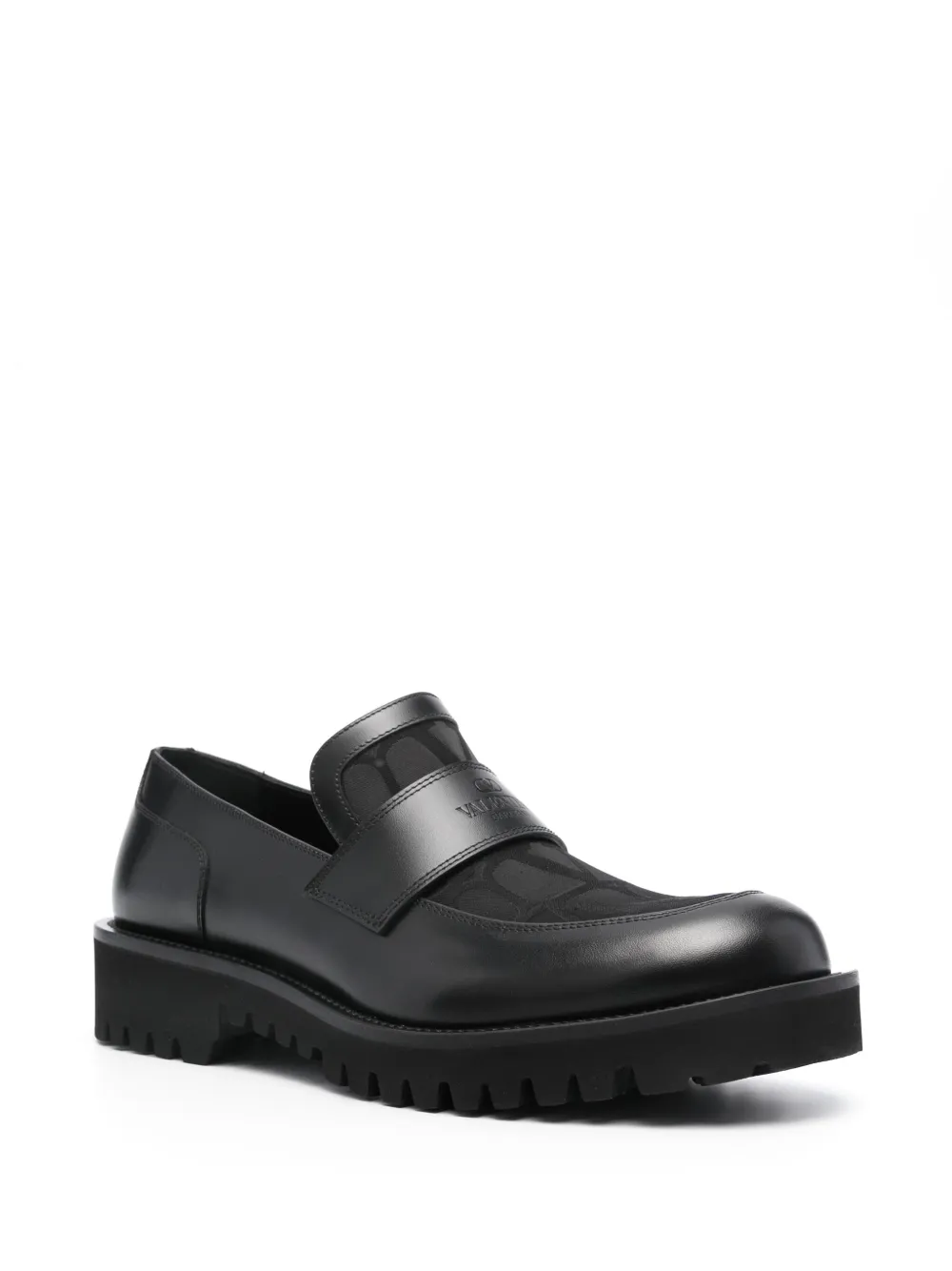 Shop Valentino Toile Iconographe Leather Loafers In Black