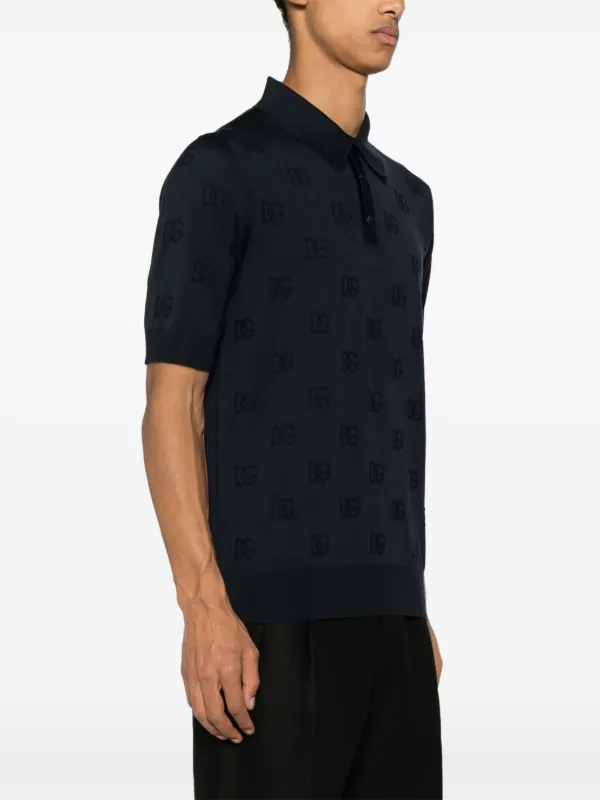 DOLCE & GABBANA ジャガードロゴポロシャツ Dolce & Gabbana ロゴジャカード ポロシャツ | ブラック