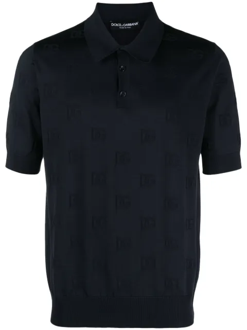 Dolce & Gabbana logo-jacquard silk polo shirt