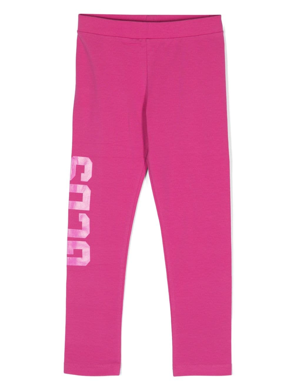 Gcds Kids' Logo-print Stretch-cotton Leggings In Pink