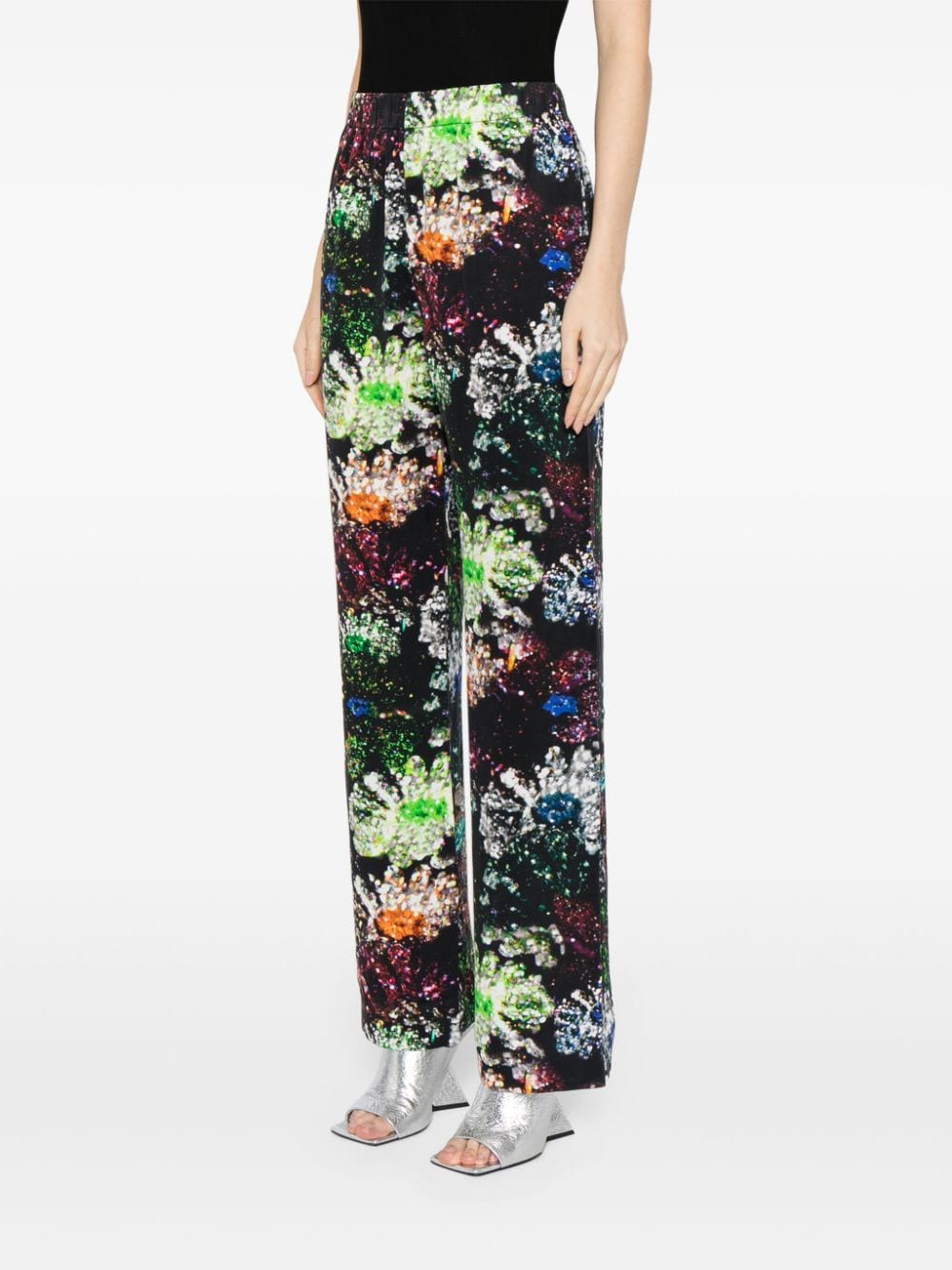 Shop Stine Goya Fatou Floral-print Satin Trousers In Mehrfarbig
