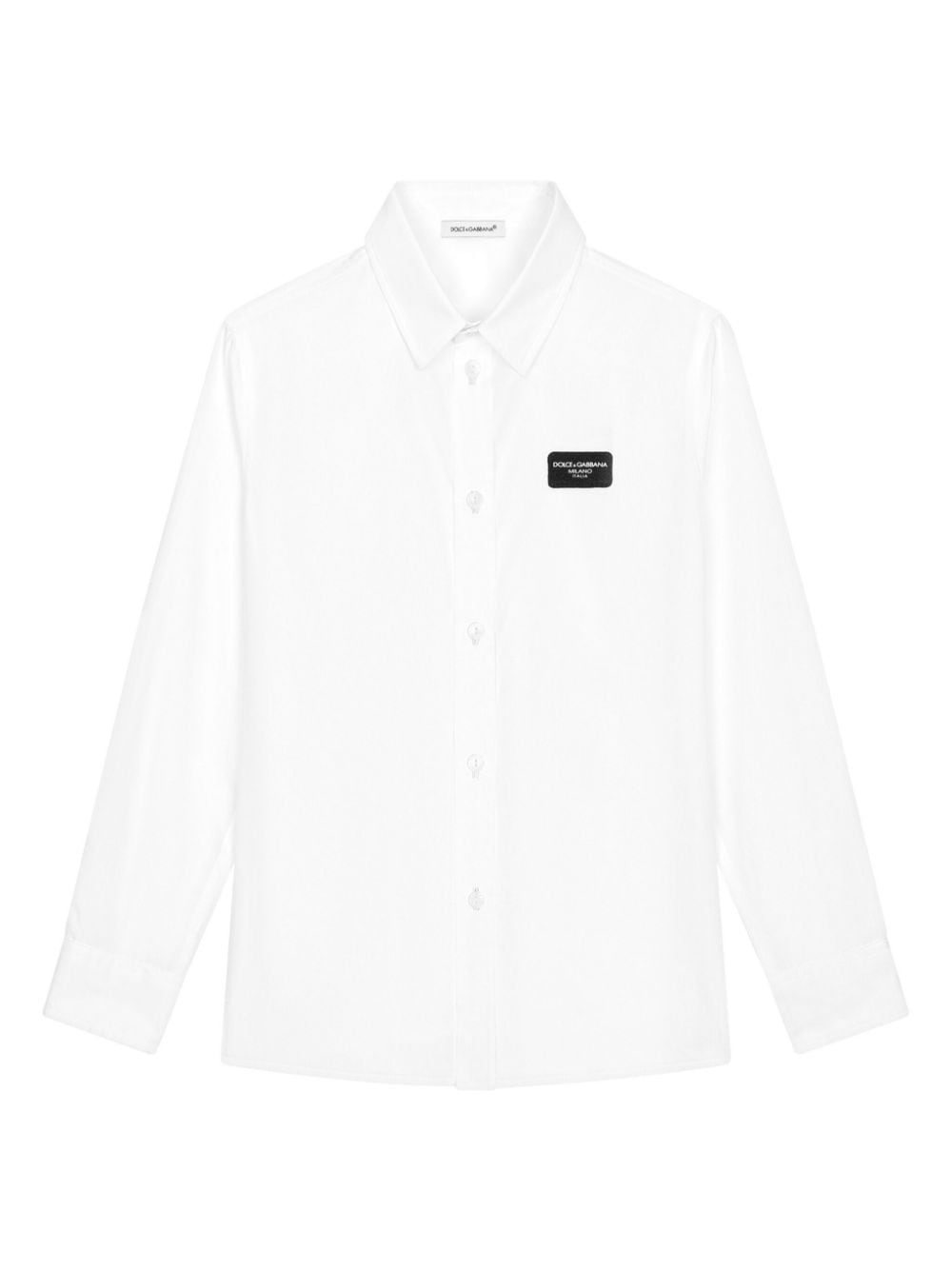 Dolce & Gabbana Logo-appliqué Cotton Shirt In Weiss