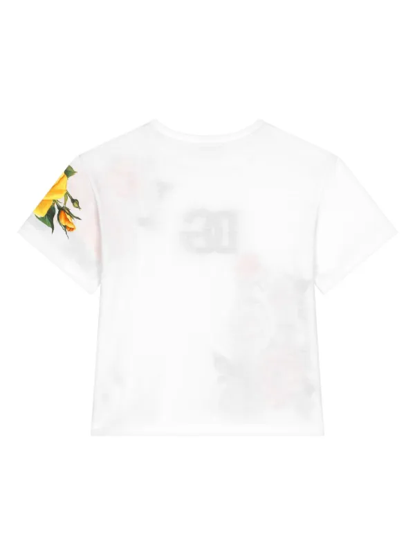 Dolce & Gabbana Kids ローズプリント Tシャツ | ホワイト | FARFETCH JP