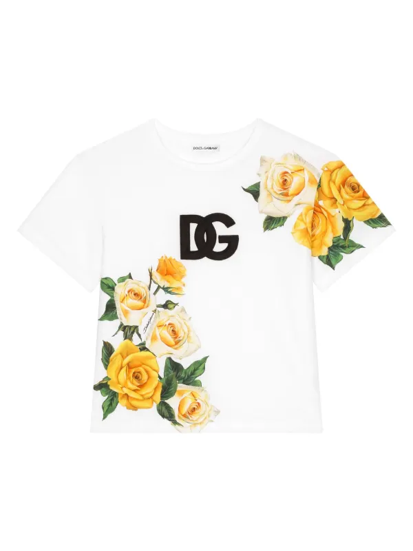 Dolce & Gabbana Kids ローズプリント Tシャツ | ホワイト | FARFETCH JP