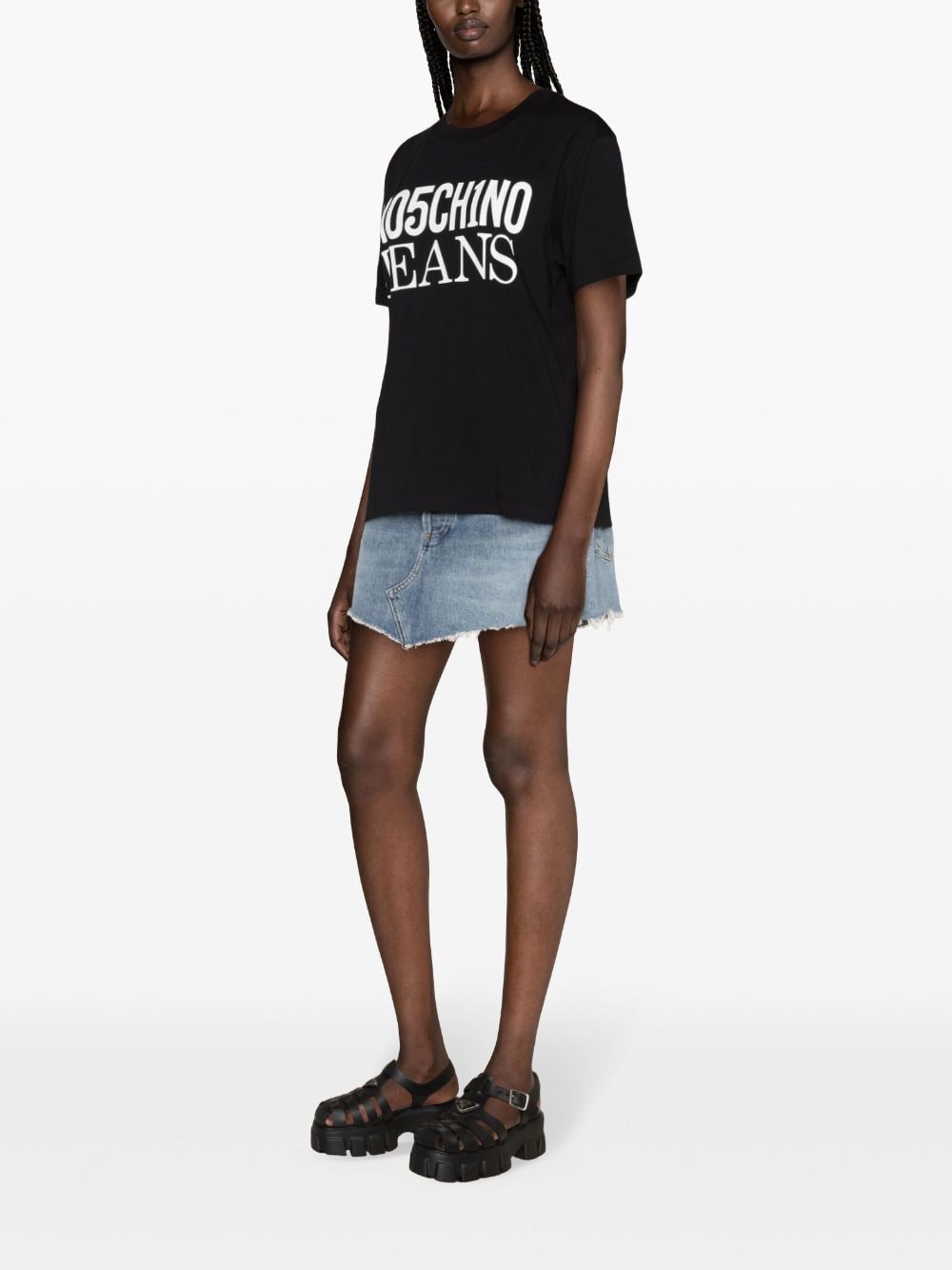 Shop Moschino Logo-print Cotton T-shirt In Black