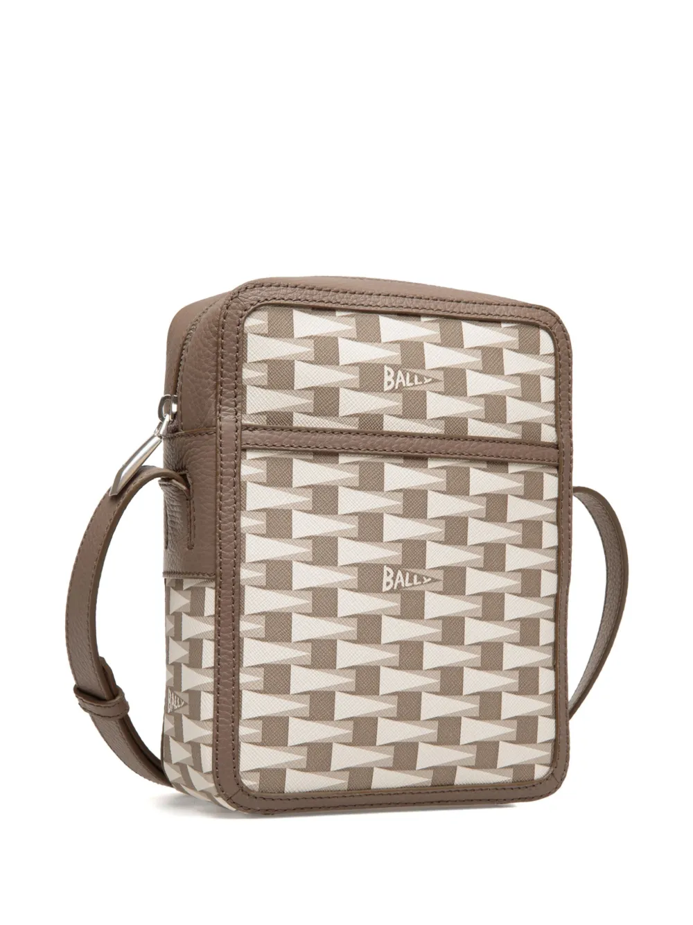 Bally Messengertas met logoprint en rits Beige