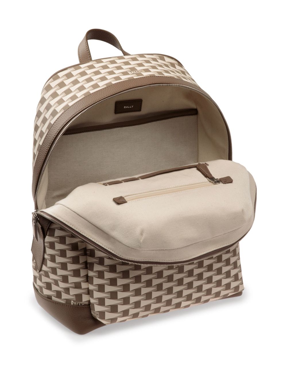 Shop Bally Graphic-print Faux-leather Backpack In Neutrals