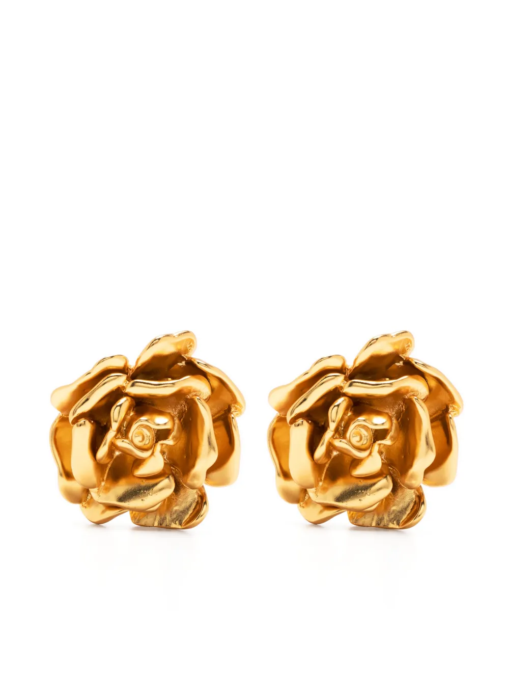 Shop Blumarine Post-back Floral Earrings In Gold