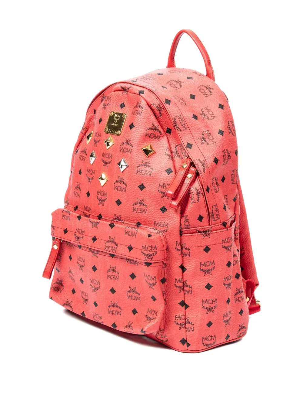Pre-owned Mcm 2010 Large Stark Studs Backpack In Red