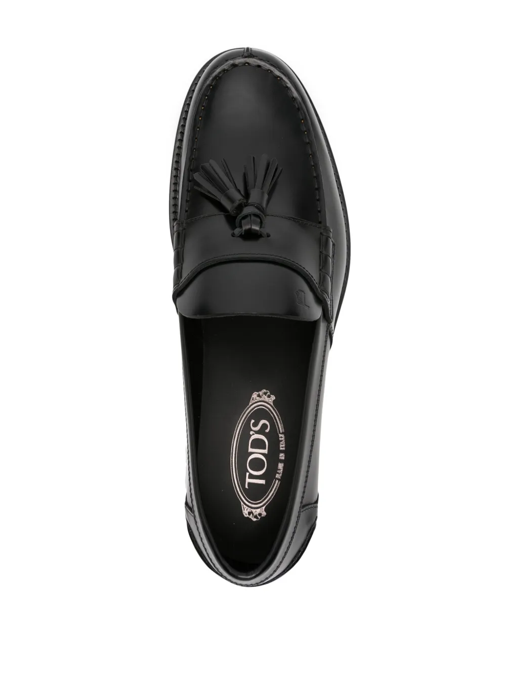 Shop Tod's Tassel-embellished Leather Loafers In Black