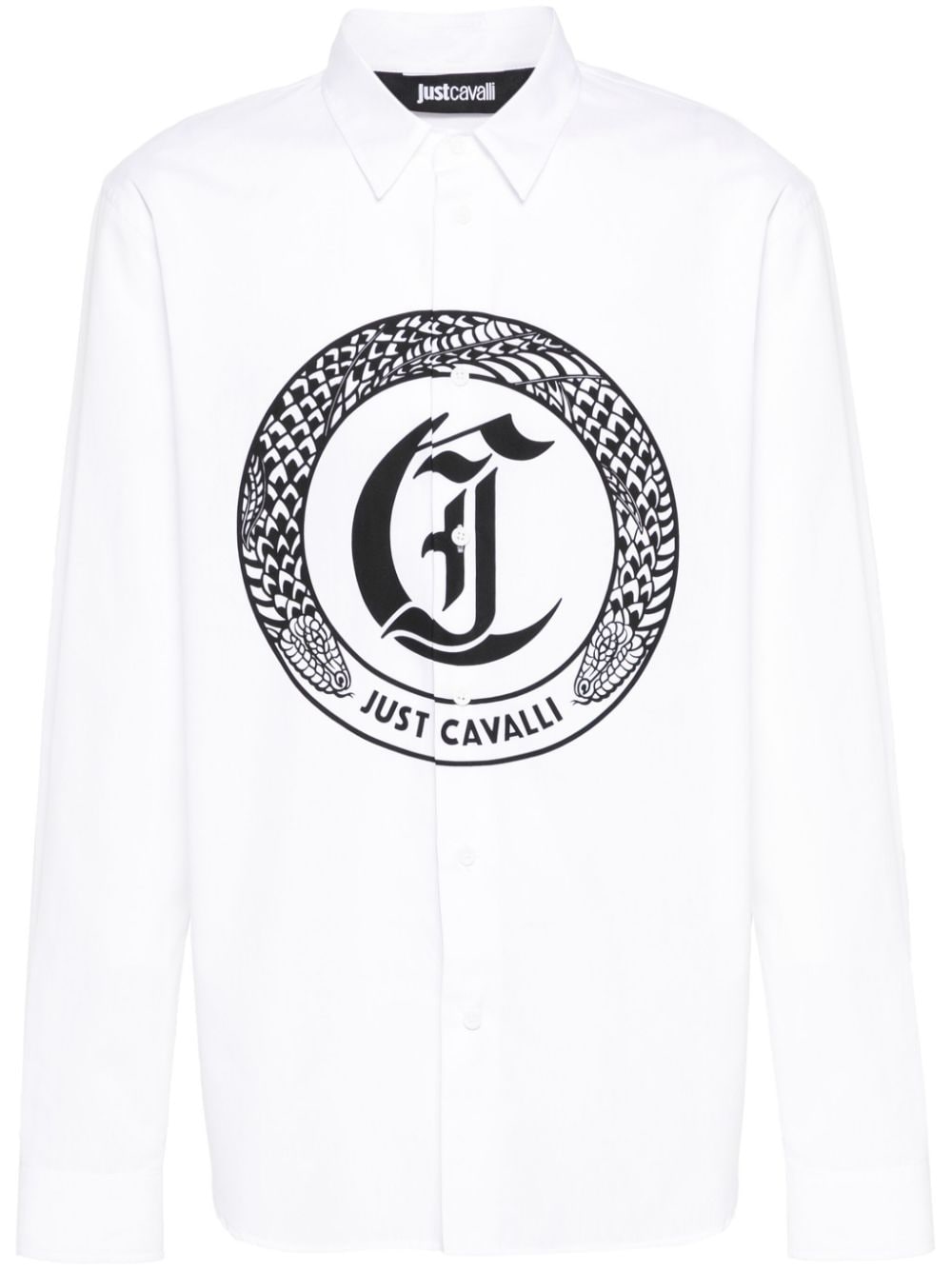 Just Cavalli Gothic Snake-print Shirt In White