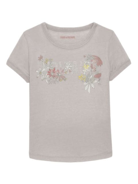Zadig & Voltaire Kids floral-logo print T-shirt