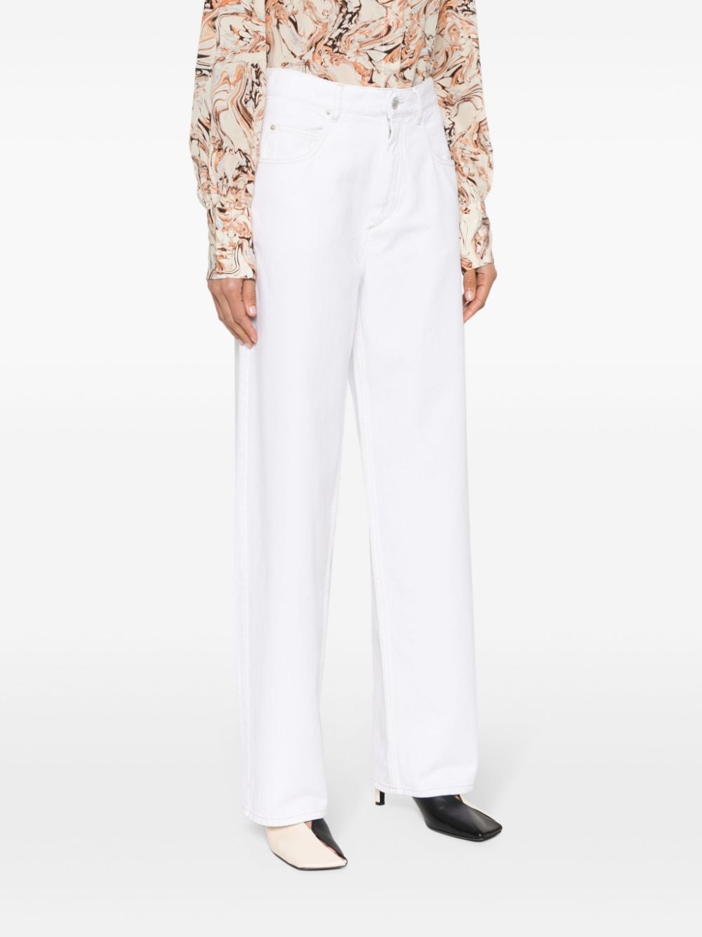 Shop Isabel Marant Joanny Mid-rise Straight-leg Jeans In White