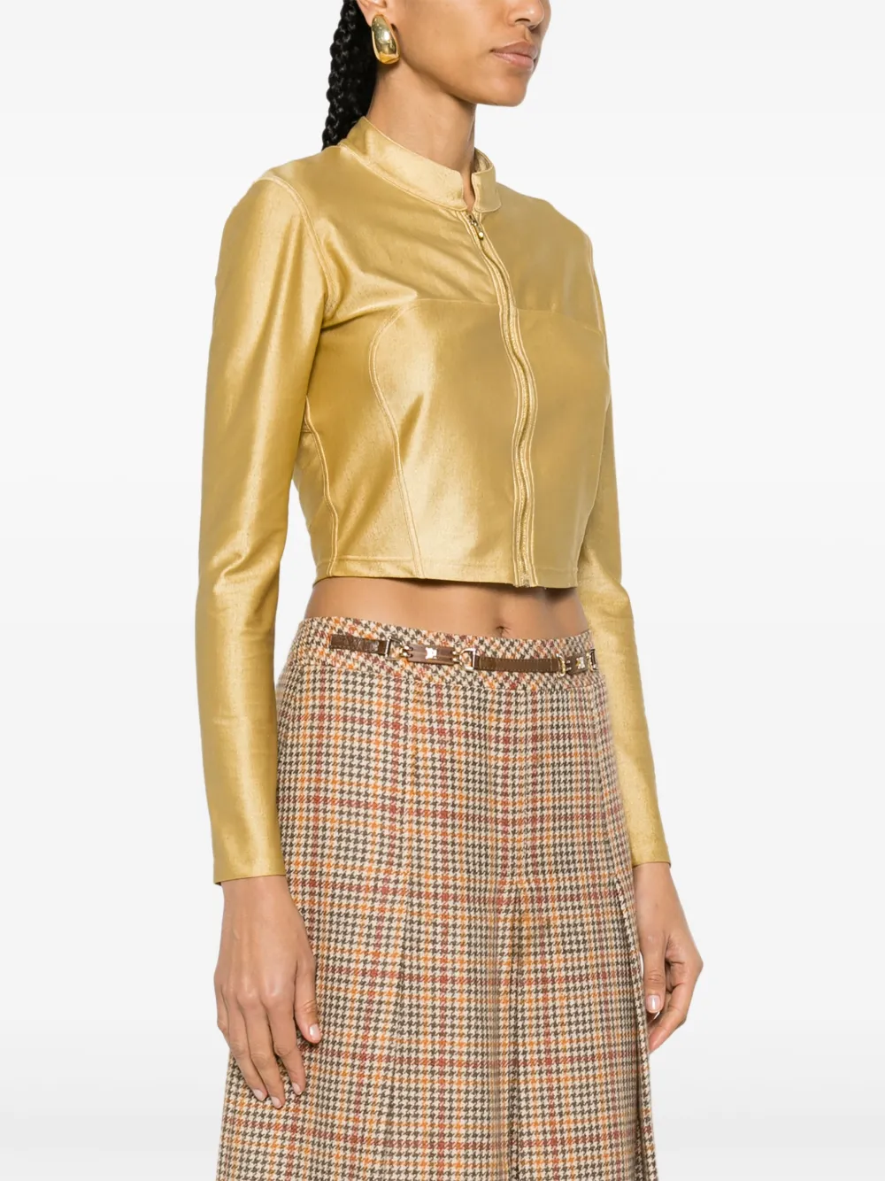 Pre-owned Chanel 2001 Metallic Cropped Jacket In 金色