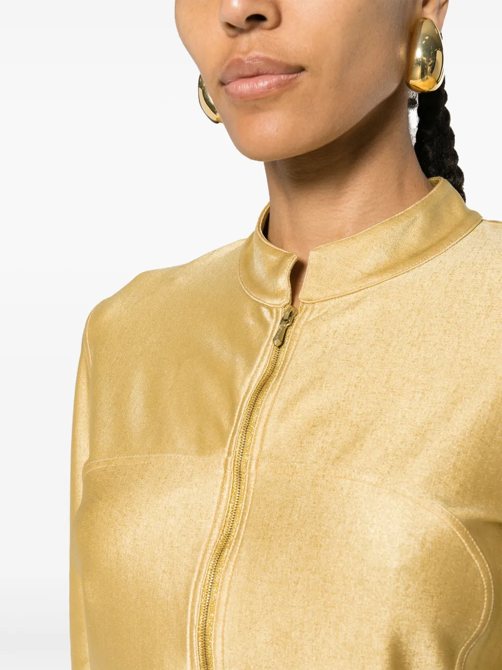 Pre-owned Chanel 2001 Metallic Cropped Jacket In 金色