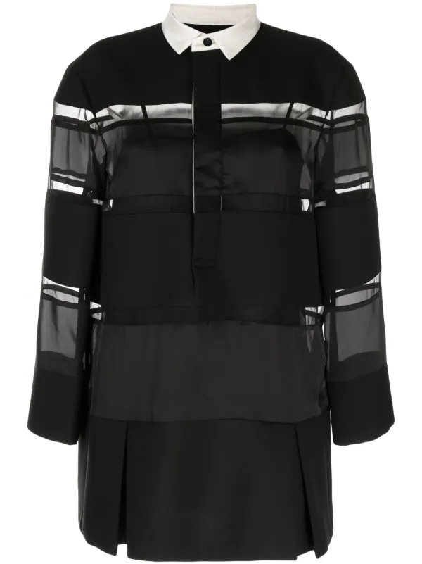 １枚で完成するコーデ♪【sacai】コントラストパネル ミニドレス Sacai コントラストカラー パネル ミニドレス | ブラック