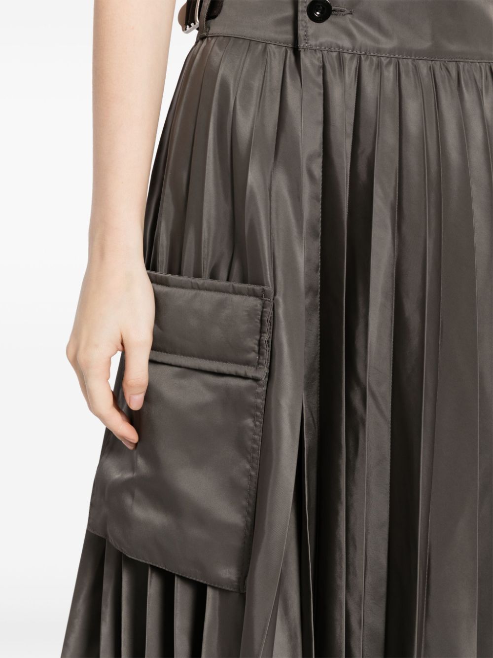 Shop Sacai Pleated Midi Skirt In 灰色