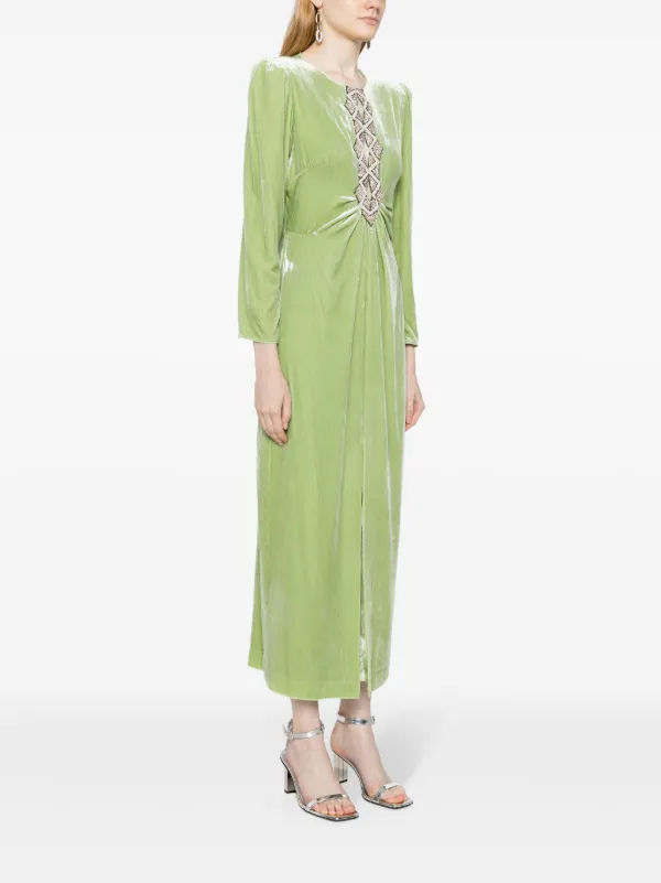 Saloni green velvet clearance dress