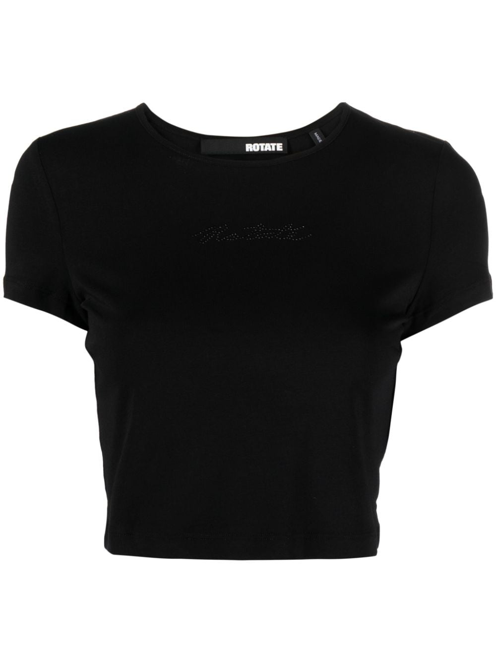 Shop Rotate Birger Christensen Logo-appliqué Cropped T-shirt In Black