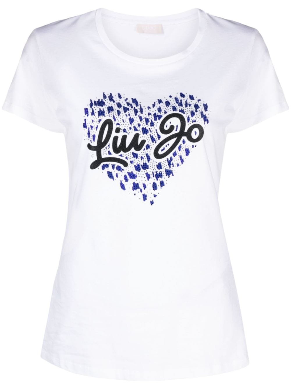Liu •jo Heart-motif Rhinestone-embellished T-shirt In White