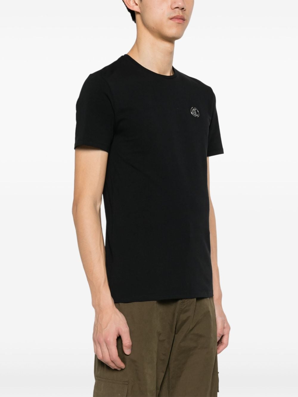 Shop Just Cavalli Logo-appliqué T-shirt In Black