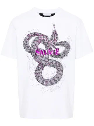 white snake print shirt
