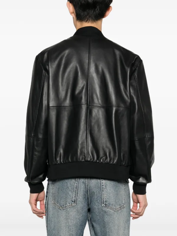 Just Cavalli Leather Bomber Jacket Black FARFETCH PT