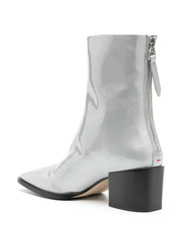 Grey patent ankle boots on sale