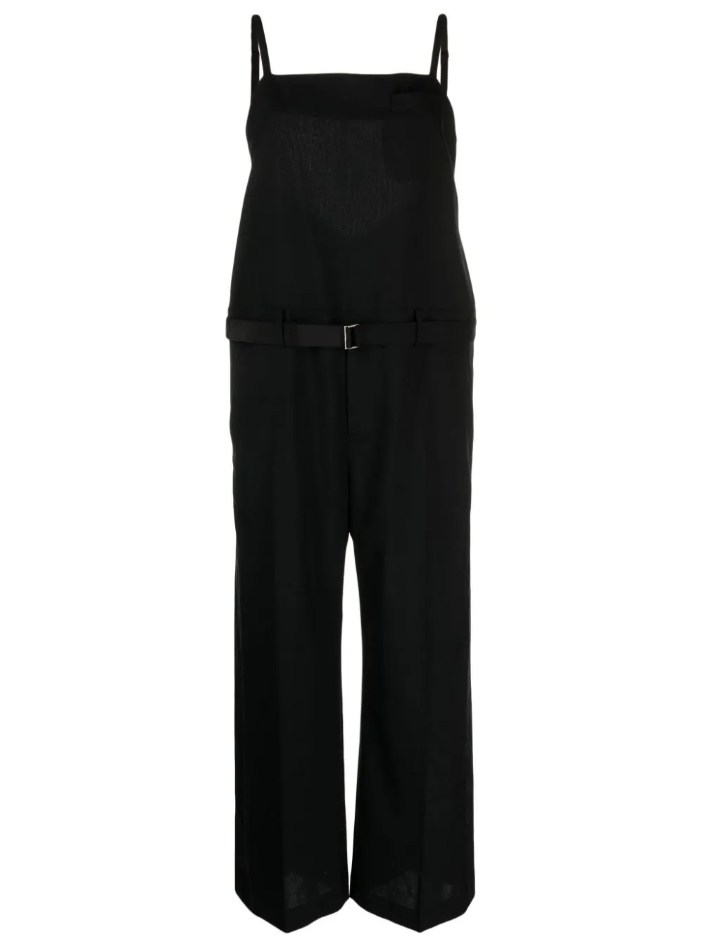 Sacai Belted Wool-blend Jumpsuit In Black