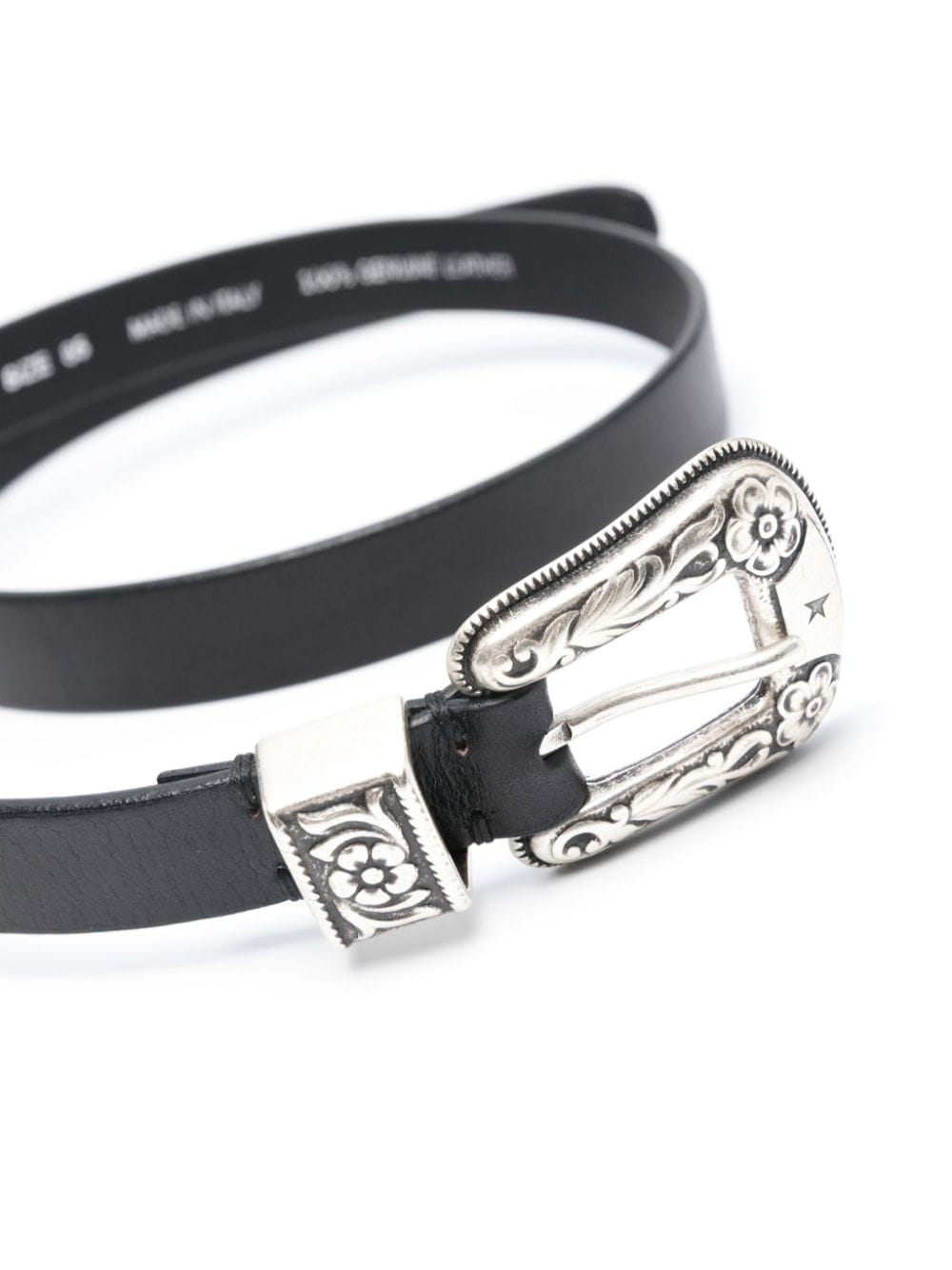 Shop Golden Goose Buckle-engraved Belt In Black