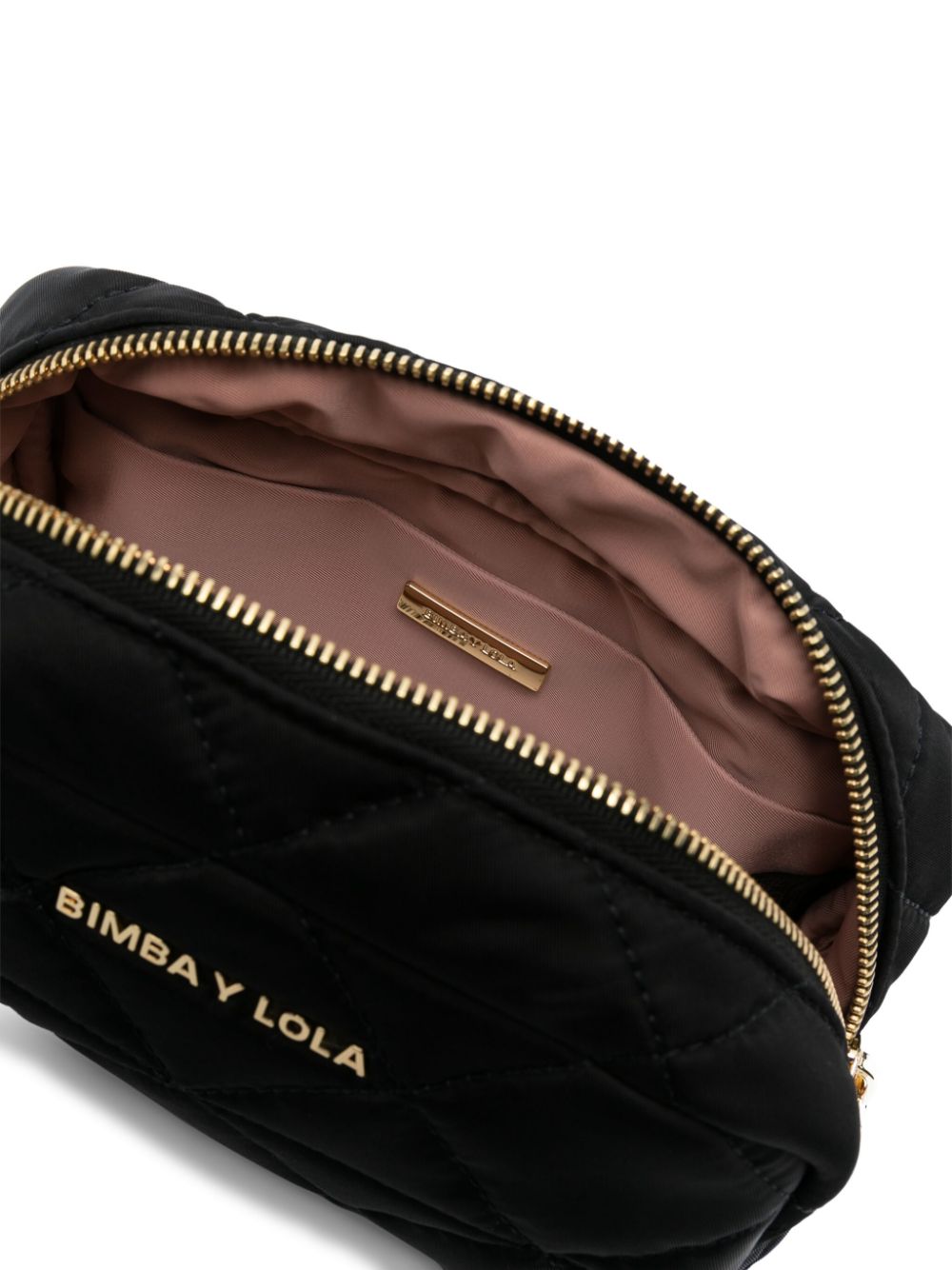 Shop Bimba Y Lola Logo-lettering Quilted Makeup Bag In Black