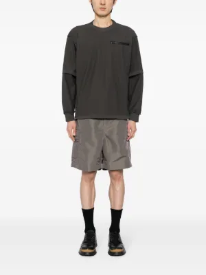 送料関税込♦sacai コットン混 ジャージナイロンフーディ 送料関税込♢sacaiサカイコットン混ジャージパネルフーディ