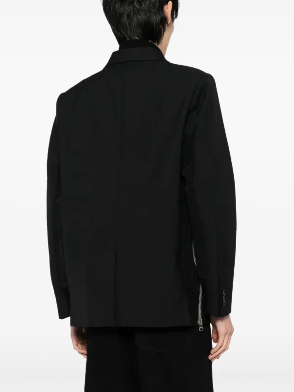 Sacai レイヤード シングルジャケット | ブラック | FARFETCH JP