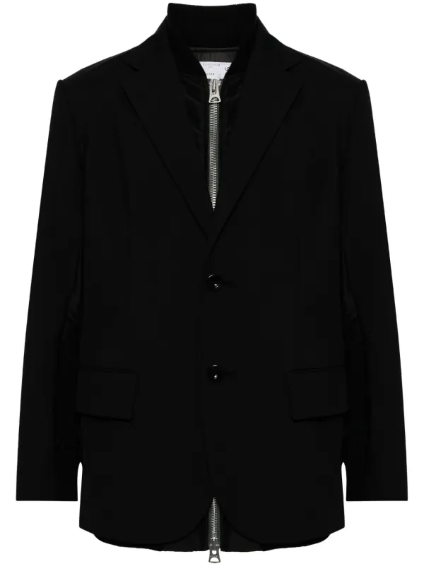 Sacai レイヤード シングルジャケット | ブラック | FARFETCH JP