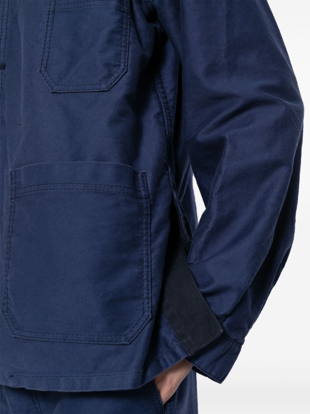 Shop Sacai Single-breasted Shirt Jacket In Blue
