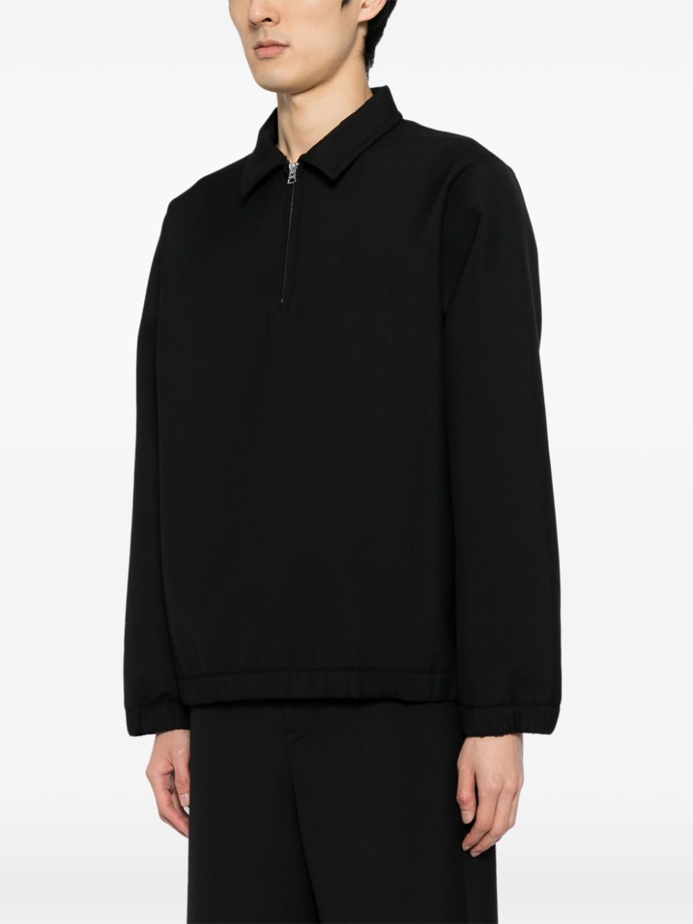 Shop Sacai Classic Collar Half-zip Shirt In Black