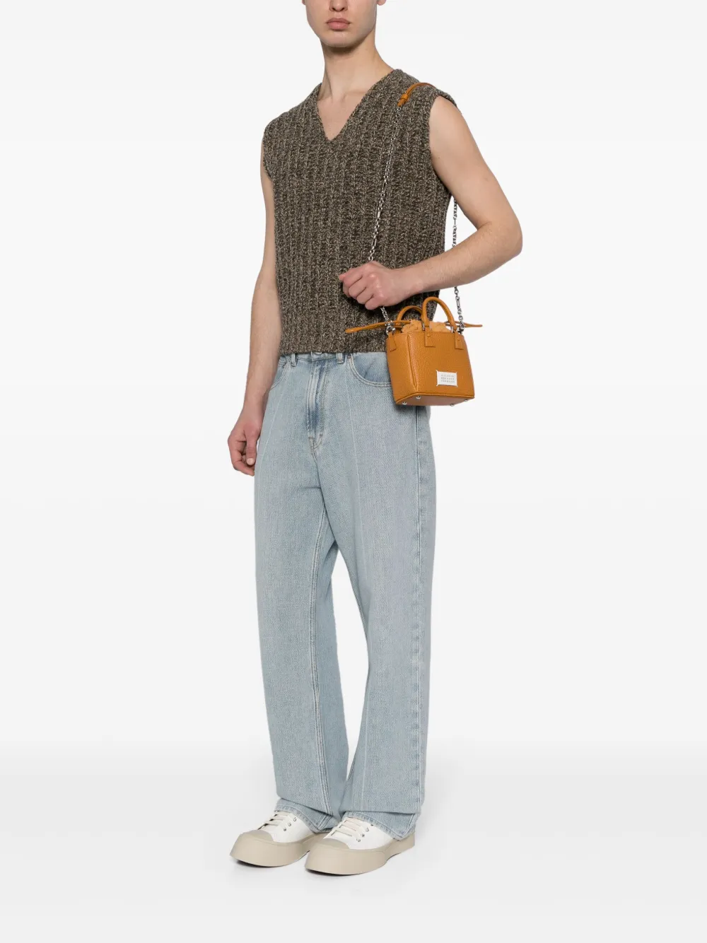 Shop Maison Margiela 5ac Leather Shoulder Bag In Orange