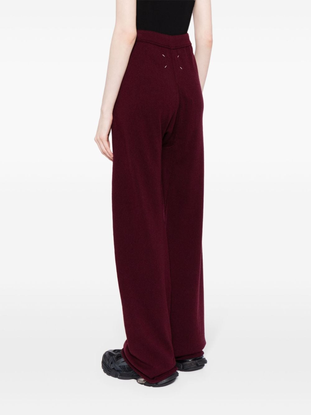 Shop Maison Margiela Wool-blend Flared Trousers In Red