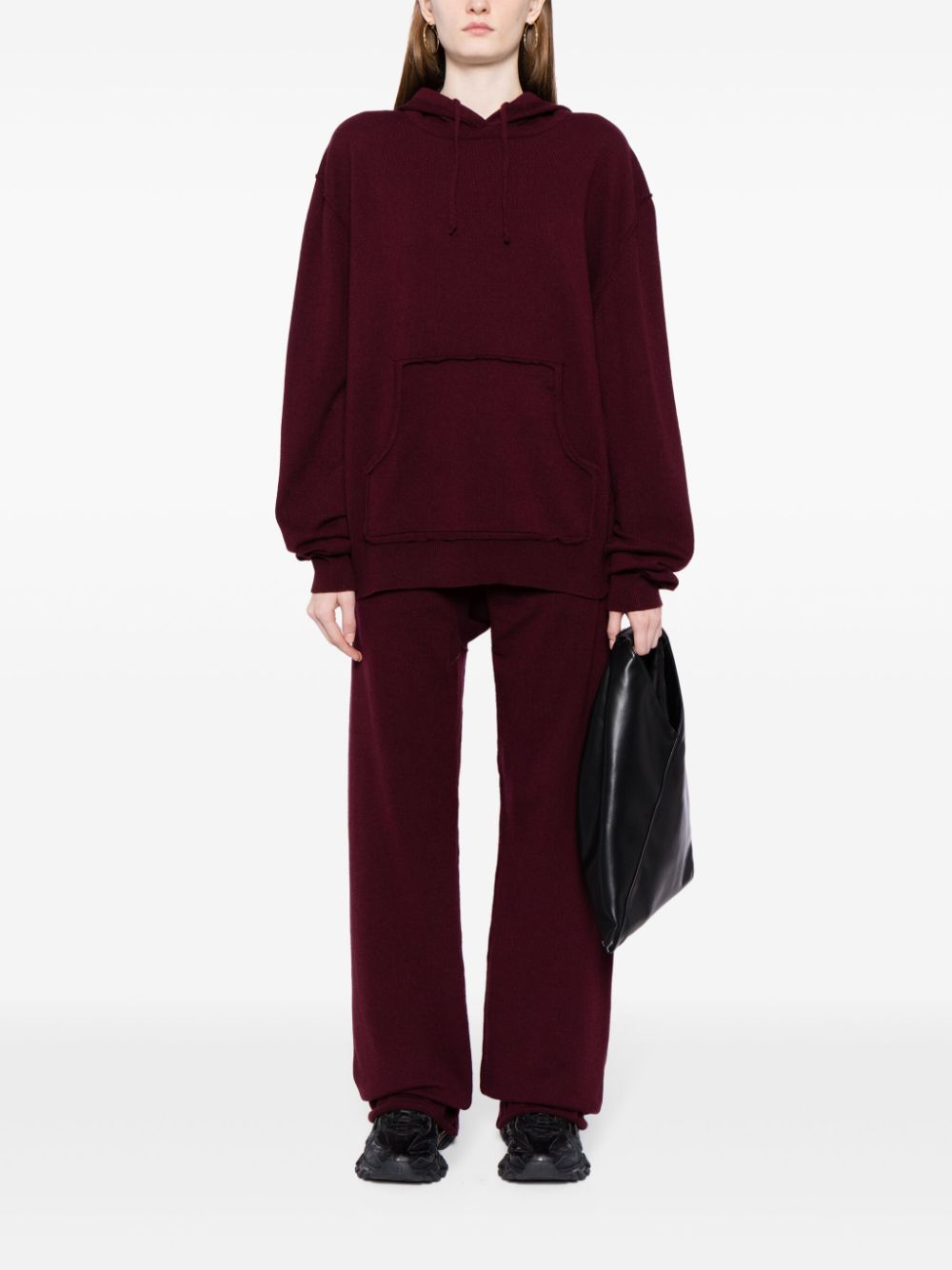 Shop Maison Margiela Wool-blend Flared Trousers In Red