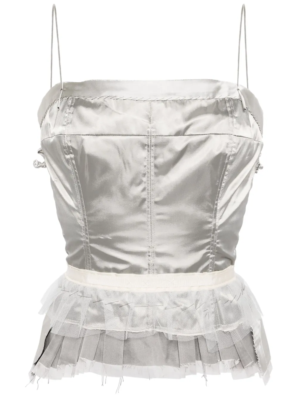 Maison Margiela peplum silk top Zilver