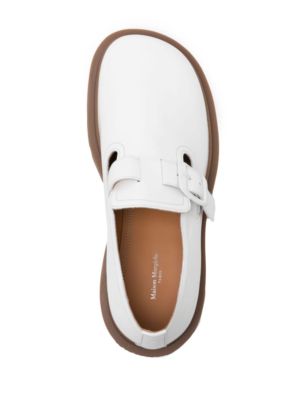 Shop Maison Margiela Ivy Leather Monk Loafers In White