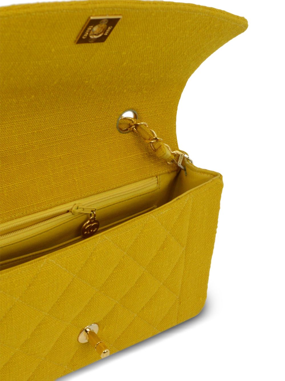 Pre-owned Chanel 1992 Small Diana Shoulder Bag In Yellow