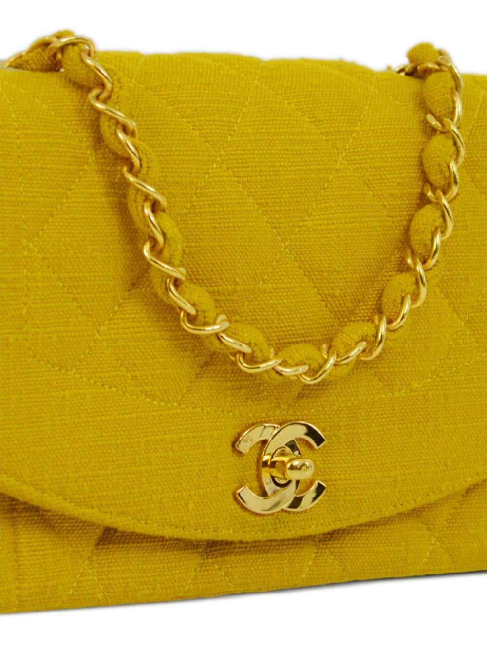 Pre-owned Chanel 1992 Small Diana Shoulder Bag In Yellow