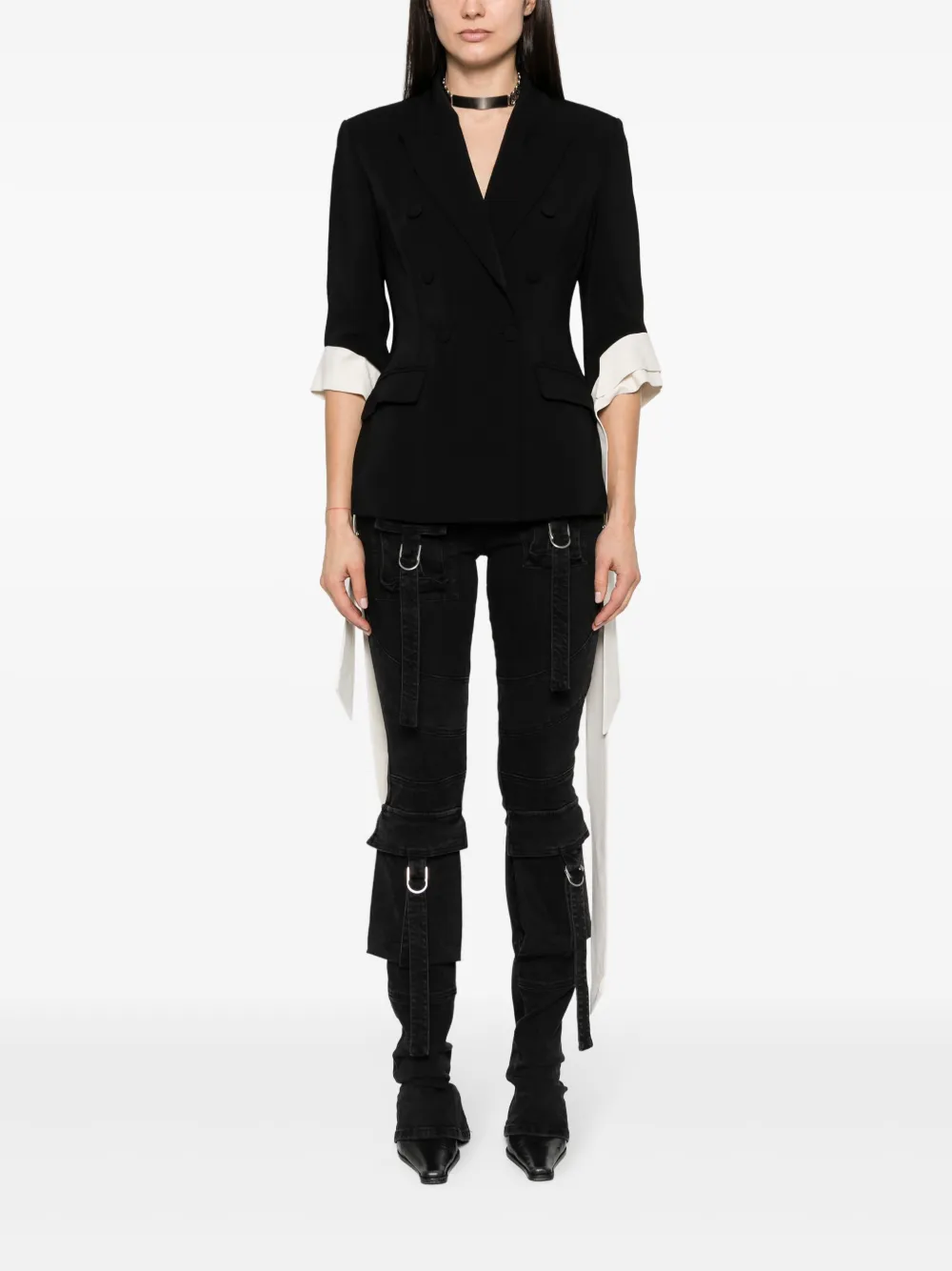 Nafsika Skourti ruffle-detail double-breasted blazer | Blazers | Image 2