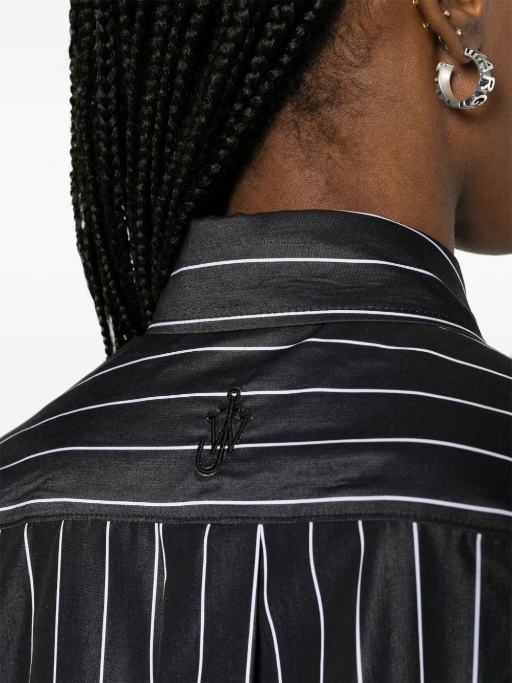 Shop Jw Anderson Asymmetric Striped Cotton Shirtdress In Black