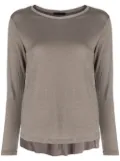 Transit pleat-detail round-neck top - Brown