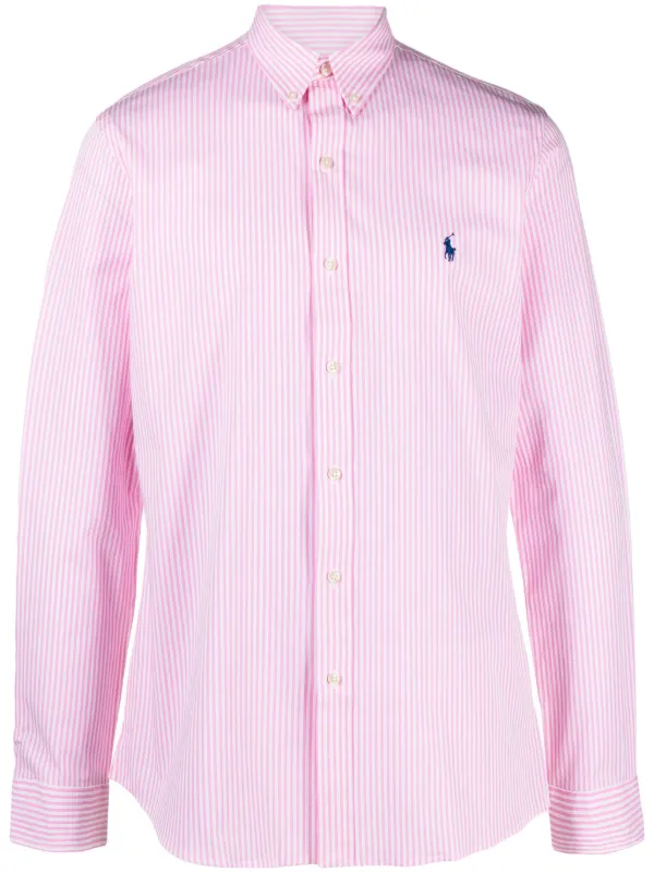 Polo Ralph Lauren embroidered logo Striped Shirt Pink FARFETCH AO