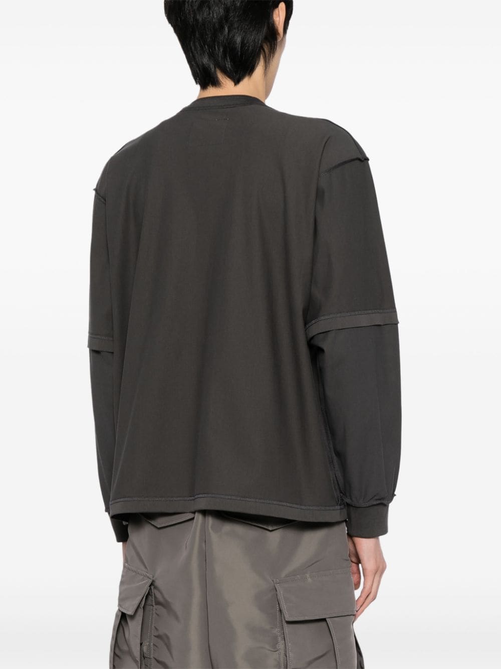 Shop Sacai Zip-pocket Cotton T-shirt In Grey