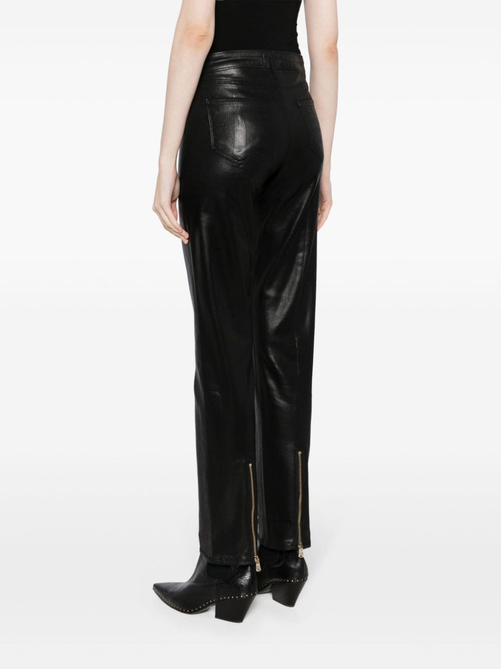 Shop L Agence Ginny Coated Trousers In Schwarz